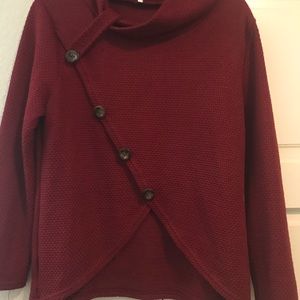 No brand long sleeve button front tweed blouse